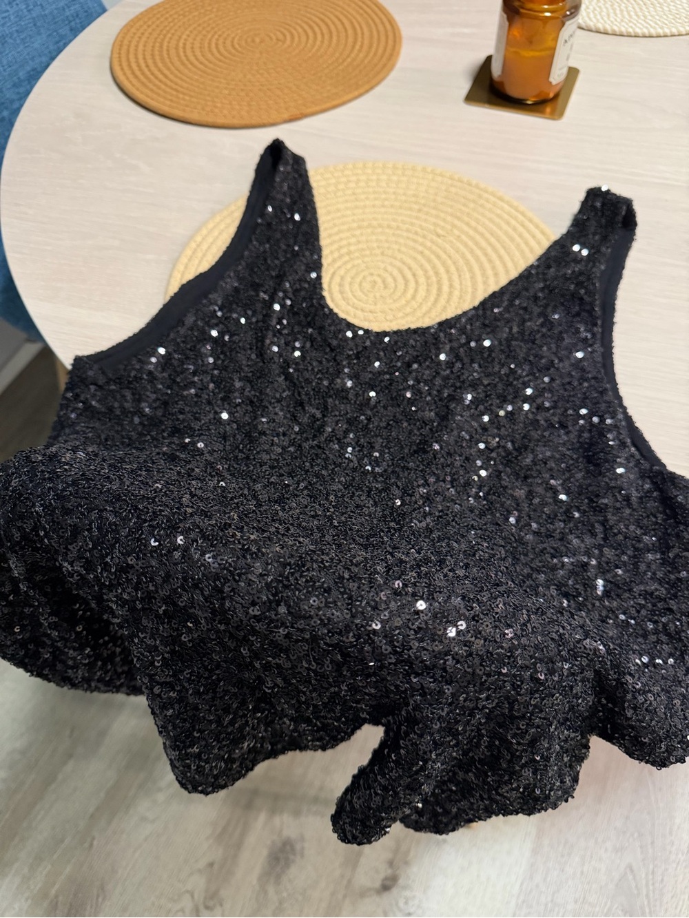MIKUTA Women's Black Sequin Tank Top - Picture 2 of 5
